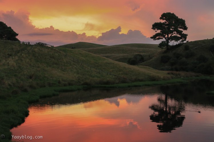 sunset at Hobbiton